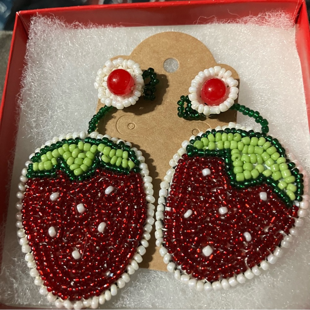 Strawberry Beaded Earrings